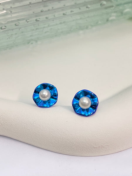 VGACETI Bright  Lotus Leaf with Edison's freshwater pearls TITANIUM EARRINGS FOR SENSITIVE EARS