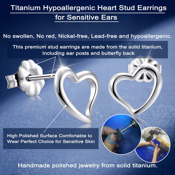 hypoallergenic titanium earrings  love heart stud earrings VGACETI