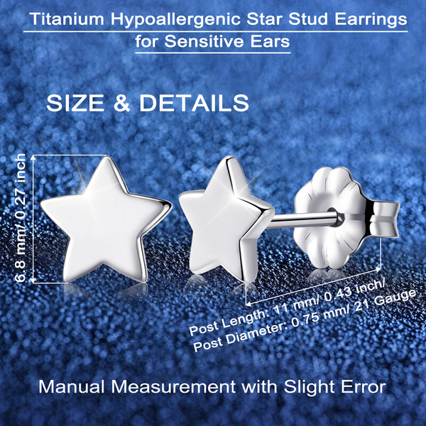 hypoallergenic titanium earrings star stud earrings VGACETI