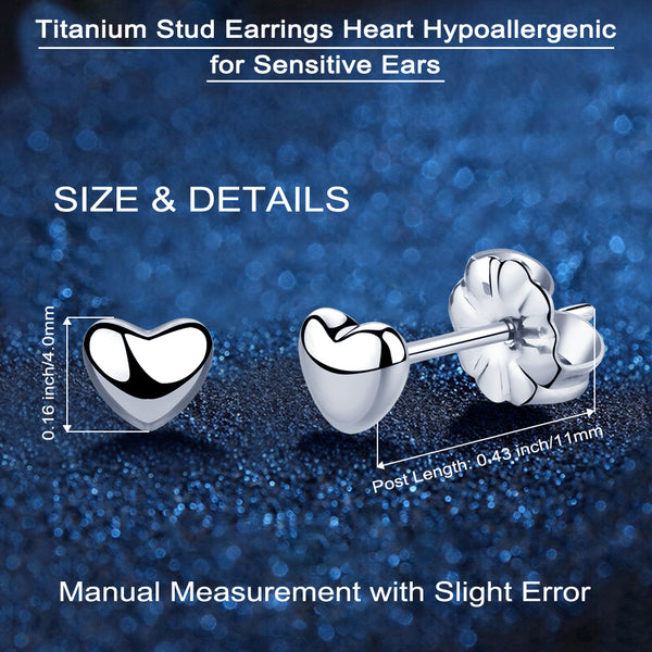 hypoallergenic titanium earrings  small heart stud earrings VGACETI