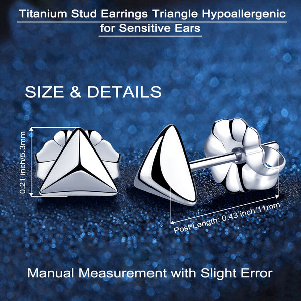titanium earrings for sensitive people small triangular pyramid stud earrings VGACETI