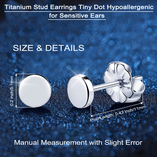 hypoallergenic titanium earrings tiny dot circle stud earrings VGACETI