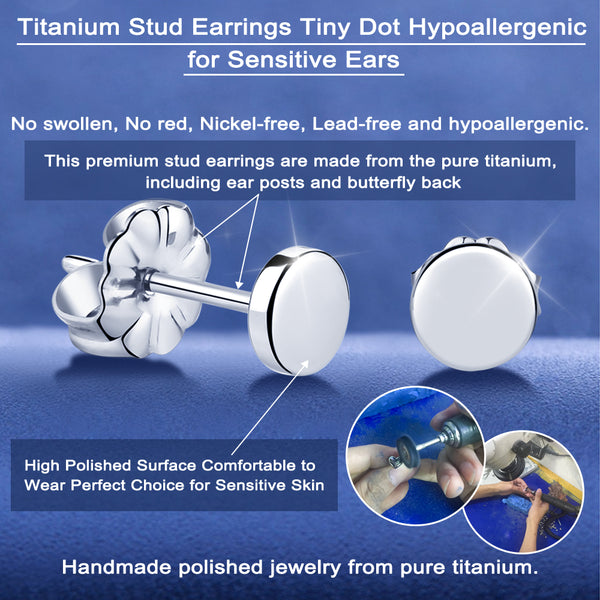 hypoallergenic titanium earrings tiny dot circle stud earrings VGACETI
