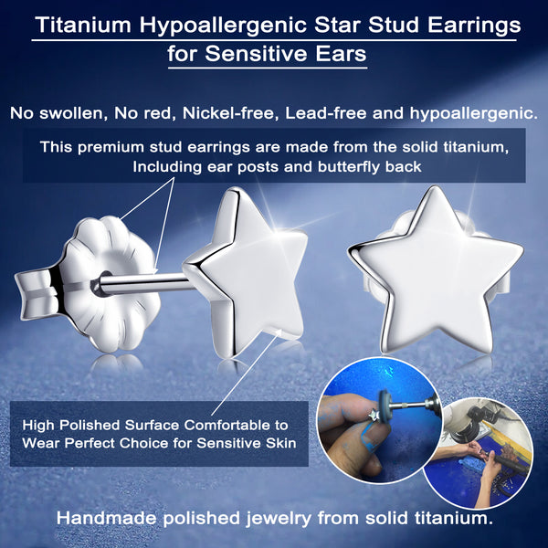 hypoallergenic titanium earrings star stud earrings VGACETI