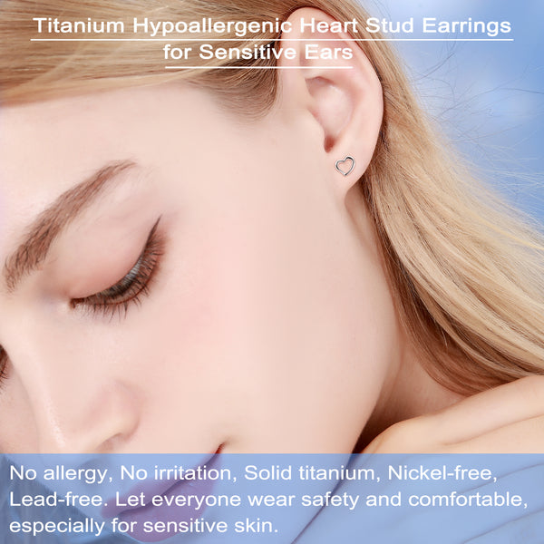 hypoallergenic titanium earrings  love heart stud earrings VGACETI