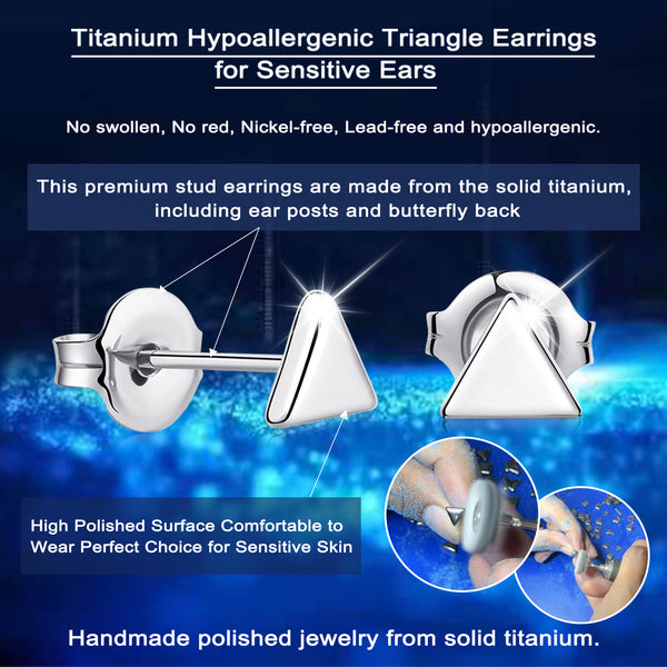 titanium earrings for sensitive people triangle stud earrings VGACETI