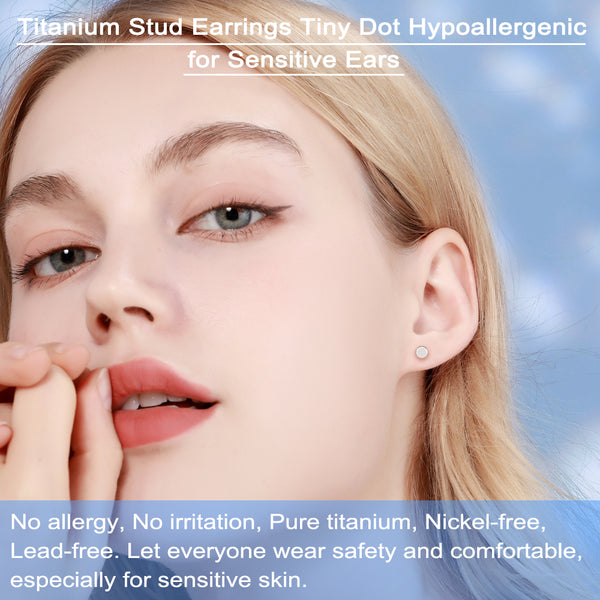 hypoallergenic titanium earrings tiny dot circle stud earrings VGACETI
