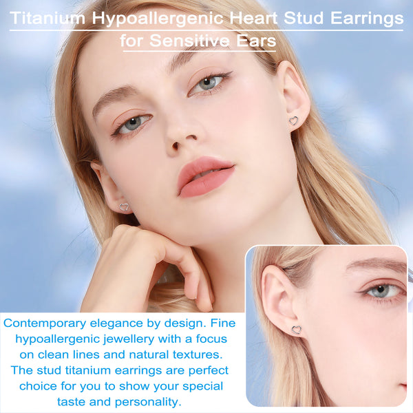hypoallergenic titanium earrings  love heart stud earrings VGACETI
