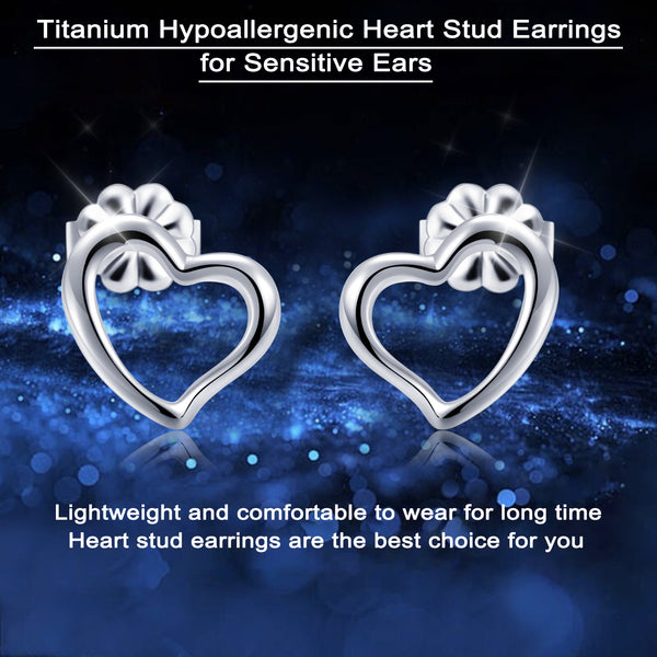 hypoallergenic titanium earrings  love heart stud earrings VGACETI