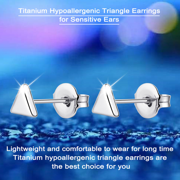 titanium earrings for sensitive people triangle stud earrings VGACETI