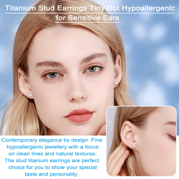 hypoallergenic titanium earrings tiny dot circle stud earrings VGACETI