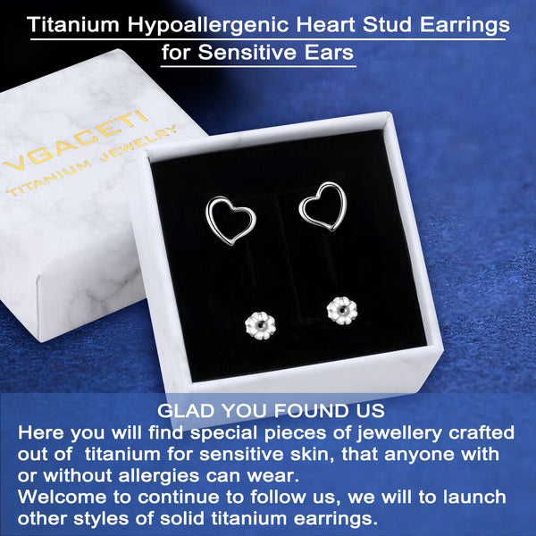 hypoallergenic titanium earrings  love heart stud earrings VGACETI