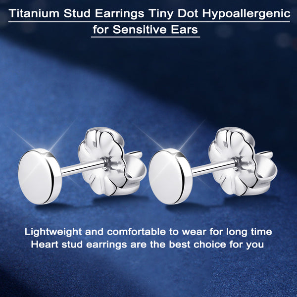 hypoallergenic titanium earrings tiny dot circle stud earrings VGACETI
