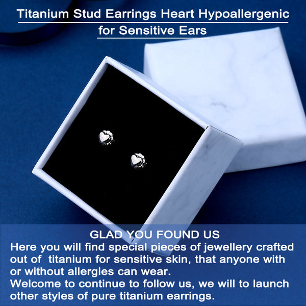 hypoallergenic titanium earrings  small heart stud earrings VGACETI