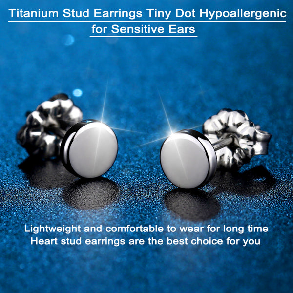hypoallergenic titanium earrings tiny dot circle stud earrings VGACETI