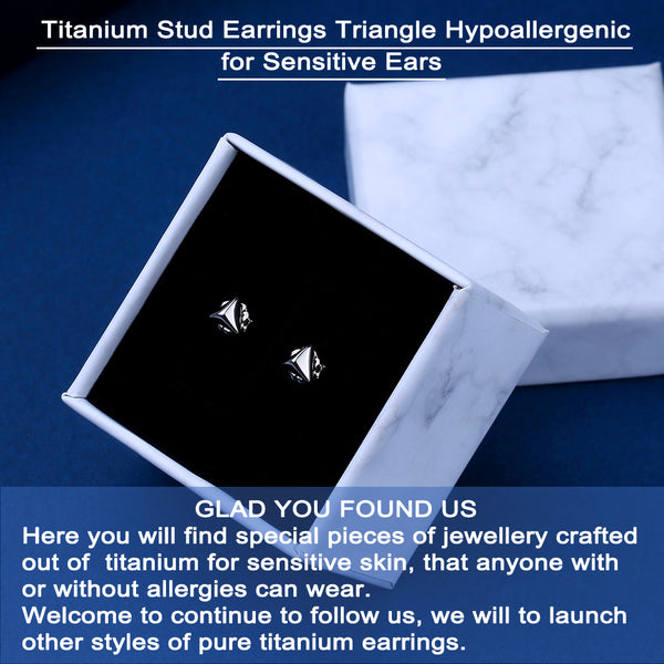 titanium earrings for sensitive people small triangular pyramid stud earrings VGACETI
