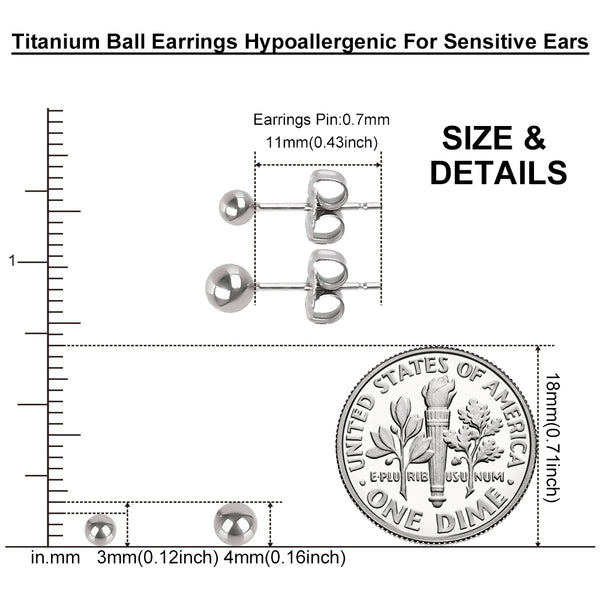 titanium earrings for sensitive people ball stud earrings VGACETI