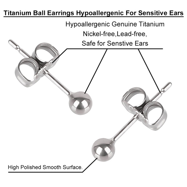 titanium earrings for sensitive people ball stud earrings VGACETI